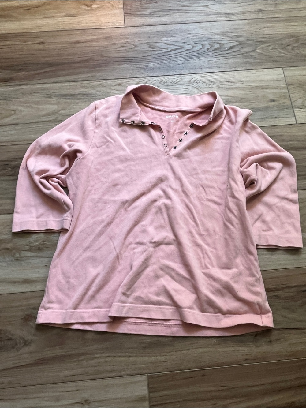 Orvis Soft Pink Stud-Trim Polo Sweatshirt